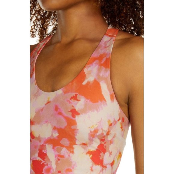 Zella Studio Lite Longline Sports Bra Orange Print Small NEW $39 - Picture 2 of 9